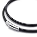 KONOV Black Leather Cord Necklace Rope Chain with Stainless Steel Clasp, 3mm, 14-30 inch