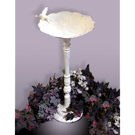 Bird Bath White Cast Iron 23 High by IWDSC