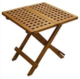 Outdoor Interiors 10070 Eucalyptus Folding Side Table, Fully Assembled