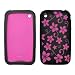 Hot Pink and Black Hawaii Flowers Design Soft Silicone Gel Skin Cover Case for Apple iPhone 3G 8GB 16GB / 3G S 16GB 32GB [Accessory Export Brand]