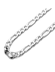 5mm Nickel Free Italian Sterling Silver Chain Bracelet / Necklaces Figaro 120 Gauge Chain ( Available Length 7"~30")