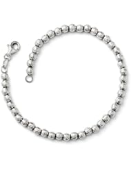 Leslies 14k White Gold Diamond-cut Beaded Bracelet Length 7.25"
