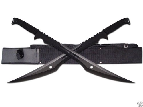 Buy 27″ Dual Double Full Tang Blade Black Ninja Sword Machete