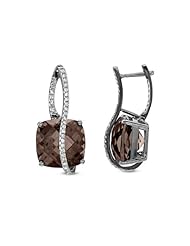 Victoria Kay Gemstone and 1/3ct White Diamond Swirl Earrings in 14k White Gold (JK, I2-I3)