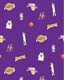 NBA Los Angeles Lakers Purple Basketball Print Fleece Fabric by the yard