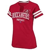 NFL Women's Tampa Bay Buccaneers Go for Two Short Sleeve Split Crew Neck Tee (Bright Cardinal/White, Large)
