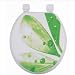Siege Toilette Abattant WC Bois Blanc Laqué Print feuille verte