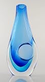 Glass Light Blue Vase Beautiful 100% Handblown Art X537