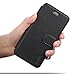 OCASE Wallet Leather Case For Apple iPhone 6, 6S with Tempered Glass Screen Protector - Black