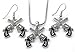 Soulbreezecollection Texas Western Dual Revolver Pistol Gun Pendant Necklace Dangle Earrings Two-Piece Set