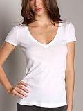Three Dots Jersey Short Sleeve Deep V Shirt White
