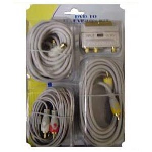 5m Phono Scart 3.5mm Plug lead S-Video Cable Kit TV DVD