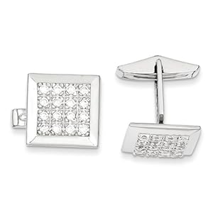 Sterling Silver CZ Cuff Links