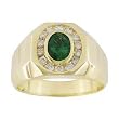 14K Yellow Gold Man's Emerald and Diamond Ring