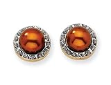 Diamond Chocolate Pearl Post Earrings in 14K Yellow Gold