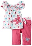 Young Hearts Baby-Girls Infant 2 Piece Polka Dot Butterfly Twill Capri Set