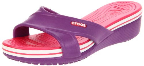 crocs Women's Crocband Wedge Sandal,Dahlia/Watermelon,7 M US