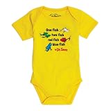 Dr. Seuss Short Sleeve Bodysuit, Yellow Fish, 9 Months