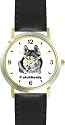 Siberian Husky (SC) Dog - WATCHBUDDY&reg; CLASSIC DELUXE TWO-TONE THEME WATCH - Arabic Numbers-Black Leather Strap-Children's Size-Small ( Boy's Size & Girl's Size )