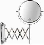 DecoBros 8-Inch Two-Sided Extension Wall Mount Mirror with 7x Magnification, 13.5-Inch Extension, Chrome