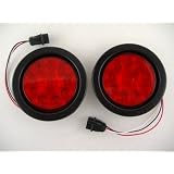4 Round Red 10 LED Trailer Truck Brake Stop Turn Tail Lights Grommets 