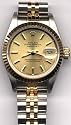 Vintage/Antique: Women's Rolex Oyster Perpetual DateJust 18k Gold & Stainless Steel Automatic Watch Quick-set Champagne Dial with Date