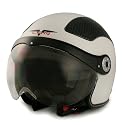 VCAN Milano White Medium European Styled Scooter Helmet