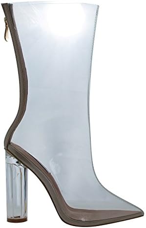 Ella1CR Transparent Clear See Through Dress Boot w Lucite Perspex Acrylic High Heel -9