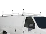 Vantech 3 Bar Steel White Ladder Van Rack Ford Econoline 1992 - 2010 92 93 94 95 96 97 98 99 00 01 02 03 04 05 06 07 08 09 10 11 E150 E250 E350 Including Extended Contractor, Lumber, Plumbing, Pipe, Conduit Racks