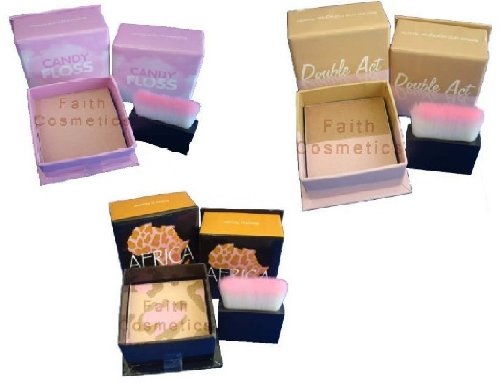 W7 Set Of 3 - Candyfloss Face Blusher - Double Act Blusher Face Powder - Africa Bronzing Face Powder