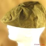 100% GENUINE SUEDE LEATHER DRIVER IVY CAP HAT * CAMEL * Small / Medium