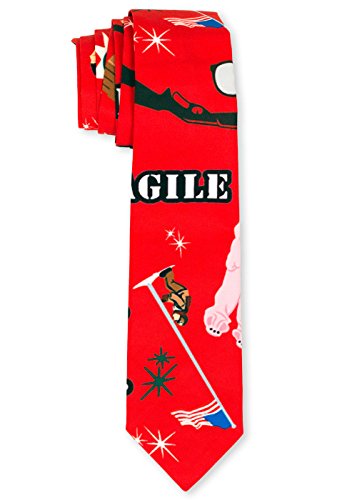 Men's A Christmas Story Ties Leg Lamp Fragile Necktie in Red By Festified