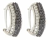14k white gold black and white diamond hoop earrings (1.10 cttw)