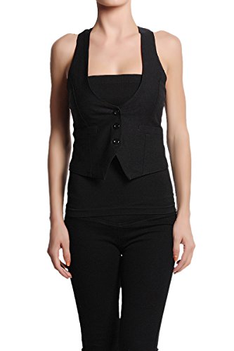 TheMogan Women's S~3X Buttoned Satin Dress Vest Waistcoat
