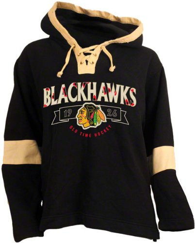 Chicago Blackhawks Old Time Hockey Black Jetted Hooded Fleece Sweatshirt