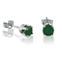 14k White Gold 4mm Round Genuine Emerald Stud Earrings (1/2ct tw)