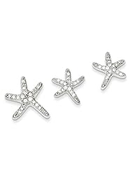 Sterling Silver Fancy CZ Starfish Earrings and Pendant Set. Metal Wt- 5.38g
