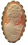 Ring Cameo Italian Master Carved Sterling Silver 18k Gold Overlay Carnelian Conch Shell Size 7.25