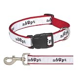 Casual Canine Red Nylon & White Adoption Adopt Pawprint Logo Dog Collar 6-10 x 3/8