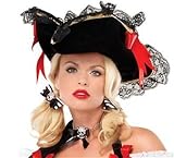 Striped pirate hair bows with skull charm Costume Accessory - One Size Fit Most