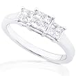 1/2ctw Three Stone Princess Diamond Engagement Ring (HI/I1-I2) in 14kt White Gold