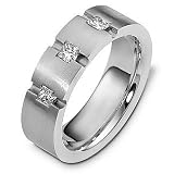 Designer 14 Karat White Gold 3 Princess Cut Diamond Wedding Band Ring