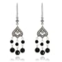 Sterling Silver Marcasite Faceted Onyx Earrings