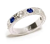 Diamond, Platinum and Sapphire Engraved Right Hand Ring, Ring Size 6.25 T.w 1.35