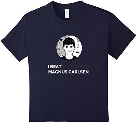 Play Magnus: I Beat 7-Year-Old Magnus Carlsen T-Shirt - Kids 8 - Navy