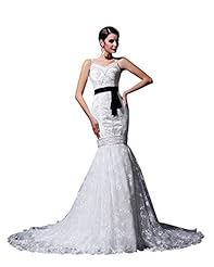 V-neck Mermaid Spaghetti Strap Floor Length Natural   Waistline Beaded Lace  Dress With a Sash 