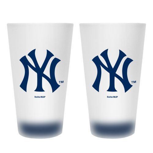 New York Yankees Frosted Pint Glass (16-Ounce, Set of 2)