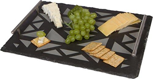 KitchInnovations Slate Cheeseboard Engraved with Handles, 12" x 8"