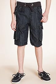 Cotton Rich Adjustable Waist Denim Cargo Shorts