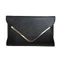 Large Mock Croc Envelope Fashion Clutch Bag Black